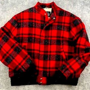 RARE Vintage 70s Woolrich Red Buffalo Plaid Sherpa Bomber Jacket